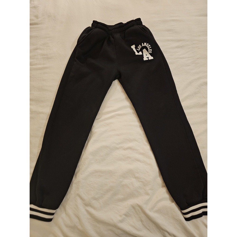 Youth Black Jogger‎ Sweatpants Los Angeles LA Logo Elastic Waist Size 8